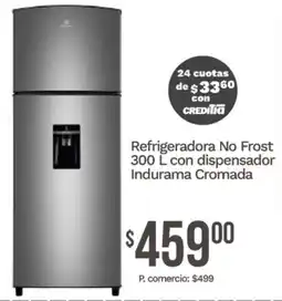 Tia Indurama cromada refrigeradora no frost con dispensador oferta