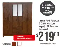 Tia Armario 6 puertas 2 cajones con espejo el bosque panamá oferta