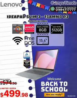 CompuTienda Lenovo ideapad slim 3-15amn8 r3 oferta