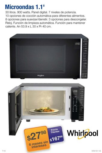 TVentas Whirlpool Microondas 1.1' oferta