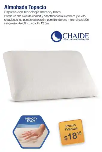 TVentas Chaide Almohada Topacio 60x40x12cm oferta