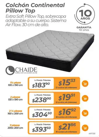 Chaide colchón continental pillow top