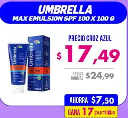 Farmacias Cruz Azul Umbrella max emulsion spf 100 oferta