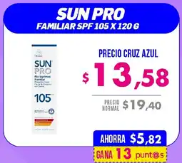 Farmacias Cruz Azul Sun pro familiar spf 105 oferta