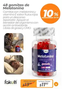 TVentas Fakulti 48 gomitas de melatonina oferta