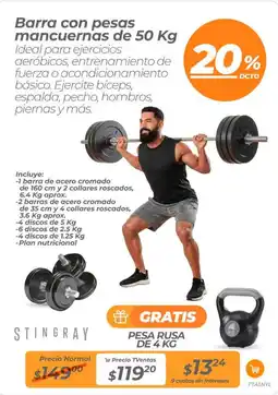 TVentas Stingray barra con pesas mancuernas oferta