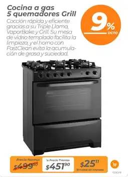 TVentas Cocina a gas 5 quemadores grill oferta