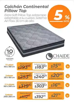 TVentas Chaide colchón continental pillow top oferta