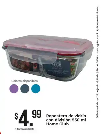 Home club repostero de vidrio con división
