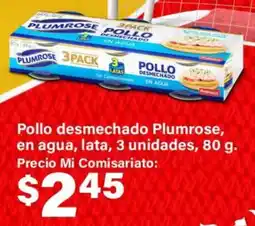 Mi Comisariato Plumrose pollo desmechado en agua, lata oferta