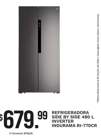 Indurama refrigeradora side by sideinverter