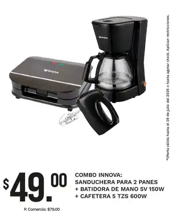 Combo innova: sanduchera para 2 panes + batidora de mano