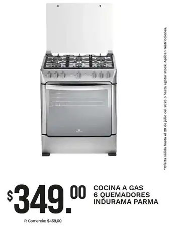 Indurama parma cocina a gas 6 quemadores