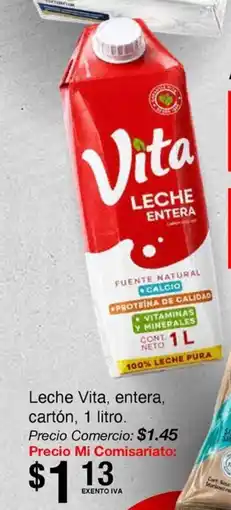 Mi Comisariato Vita leche entera cartón oferta