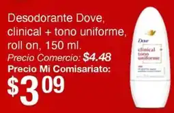 Mi Comisariato Dove desodorante clinical + tono uniforme, roll on oferta