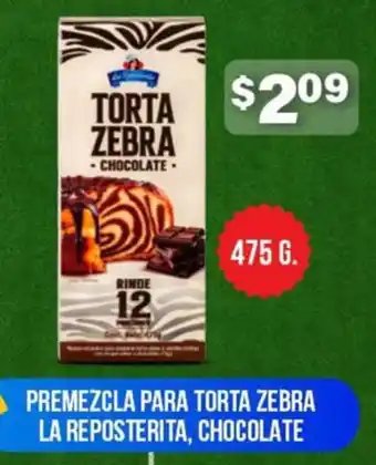 Premezcla para torta zebra la reposterita, chocolate