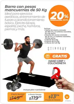 TVentas Stingray barra con pesas mancuernas oferta