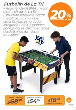 TVentas Futbolín de la tri oferta