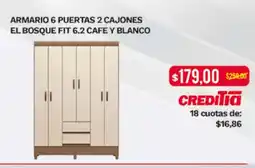 Tia Armario 6 puertas 2 cajones el bosque fit 6.2 cafe y blanco oferta