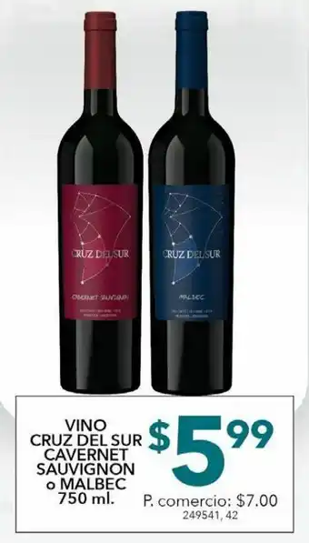 Tia Vino tinto o blanco cruz del sur 750ml oferta
