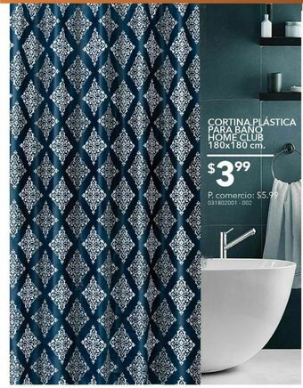 Tia Cortina plástica para baño home club 180x180cm oferta