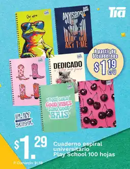 Tia Cuaderno espiral universitario Play School oferta