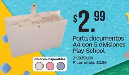 Tia Porta documentos A4 con 5 divisiones Play School oferta