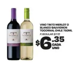 Delportal Supermercados Vino Tinto Merlot o Blanco Sauvignon Tocornal Chile oferta