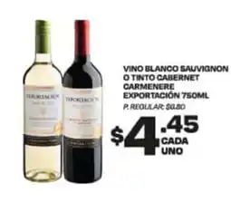 Delportal Supermercados Vino Blanco Sauvignon o Tinto Cabernet Carmener oferta