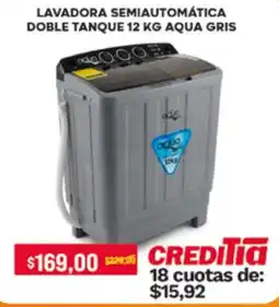 Tia Lavadora semiautomática doble tanque 12 kg Aqua Gris oferta