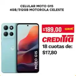 Tia MOTOROLA CEL ESTE MOTO G15 oferta