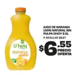 Delportal Supermercados JUGO DE NARANJA 100% NATURAL SIN PULPA DHoy 2.5L oferta