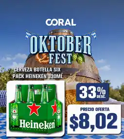 Coral Hipermercados Heineken cerveza botella six pack oferta