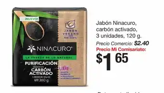 Mi Comisariato Jabon Ninacuro, Carbon Activido, 3 unidades 120g oferta