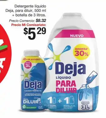 Mi Comisariato Detergente Liquido Deja, para duliur, 500 ml + botella de 3 litros oferta