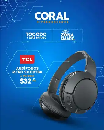 Coral Hipermercados TCL - Audifonos MTRO 200BTBK oferta