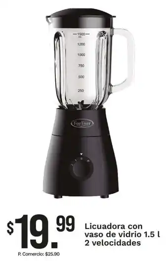 ForEver Licuadora con vaso de vidrio 1.5 l 2 velocidades