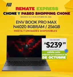 Novicompu Env book pro max n4020 8gbram/256gb oferta