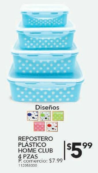 Tia Repostero plástico home club 4 pzas oferta