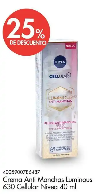 Supermaxi Crema Anti Machas Luminous 630 Cellular Nivea 40ml oferta