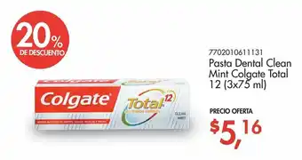 Supermaxi Pasta Dental Clean Mint Colgate Total 12 3x75ml oferta