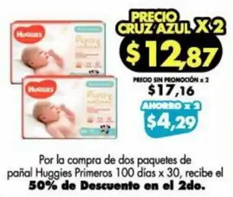 Farmacias Cruz Azul Pañal Huggies Primeros 100 días x 30 oferta