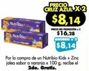 Farmacias Cruz Azul Nutribio Kids + Zinc Jalea Sabor a Naranja x 100g oferta