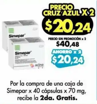 Farmacias Cruz Azul Simepar x 40 cápsulas x 70mg oferta