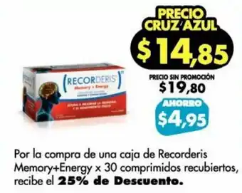 Farmacias Cruz Azul Recorderis Memory+Energy x 30 comprimidos oferta