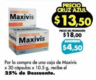 Farmacias Cruz Azul Maxivis x 30 cápsulas x 10.5g oferta