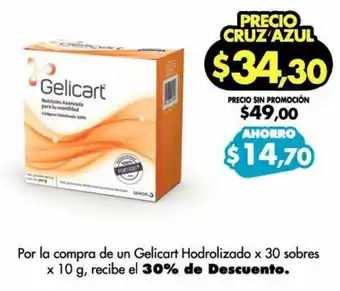 Farmacias Cruz Azul Gelicart Hodrolizado x 30 sobres x 10g oferta