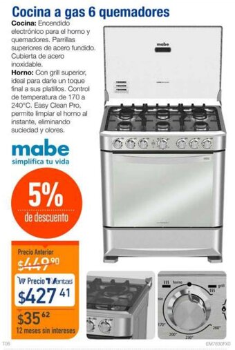 TVentas Cocina a Gas 6 Quemadores oferta