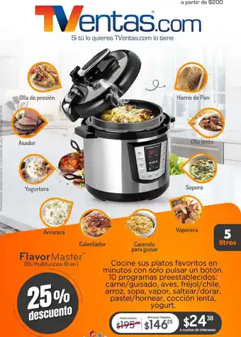 TVentas Flavor Master Olla Multifunción 10 in 1 oferta