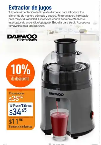 TVentas Extractor de Jugos Daewoo Electronics oferta